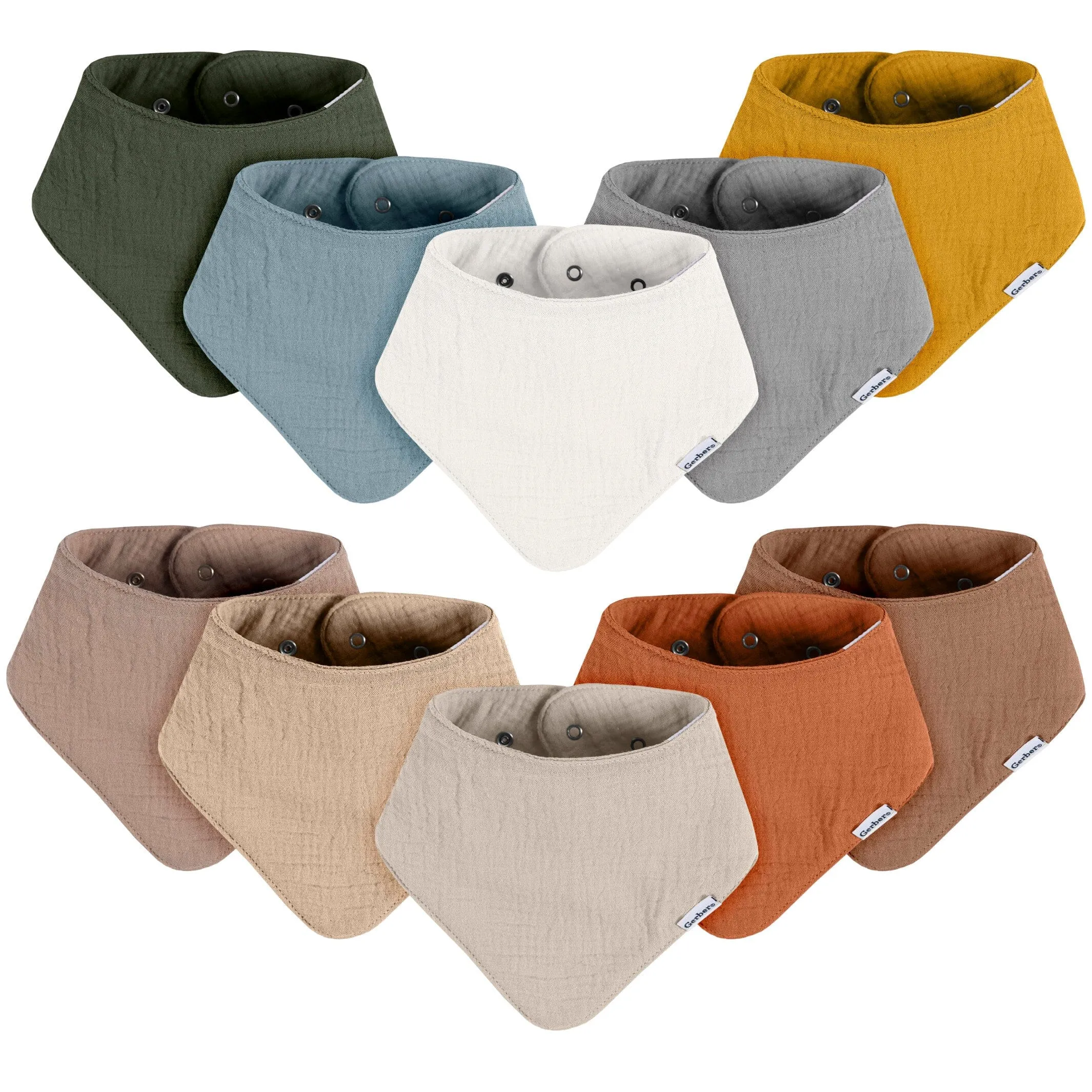 10-Pack Baby Neutral Multi Browns Muslin Bandana Bibs Gerber Childrenswea