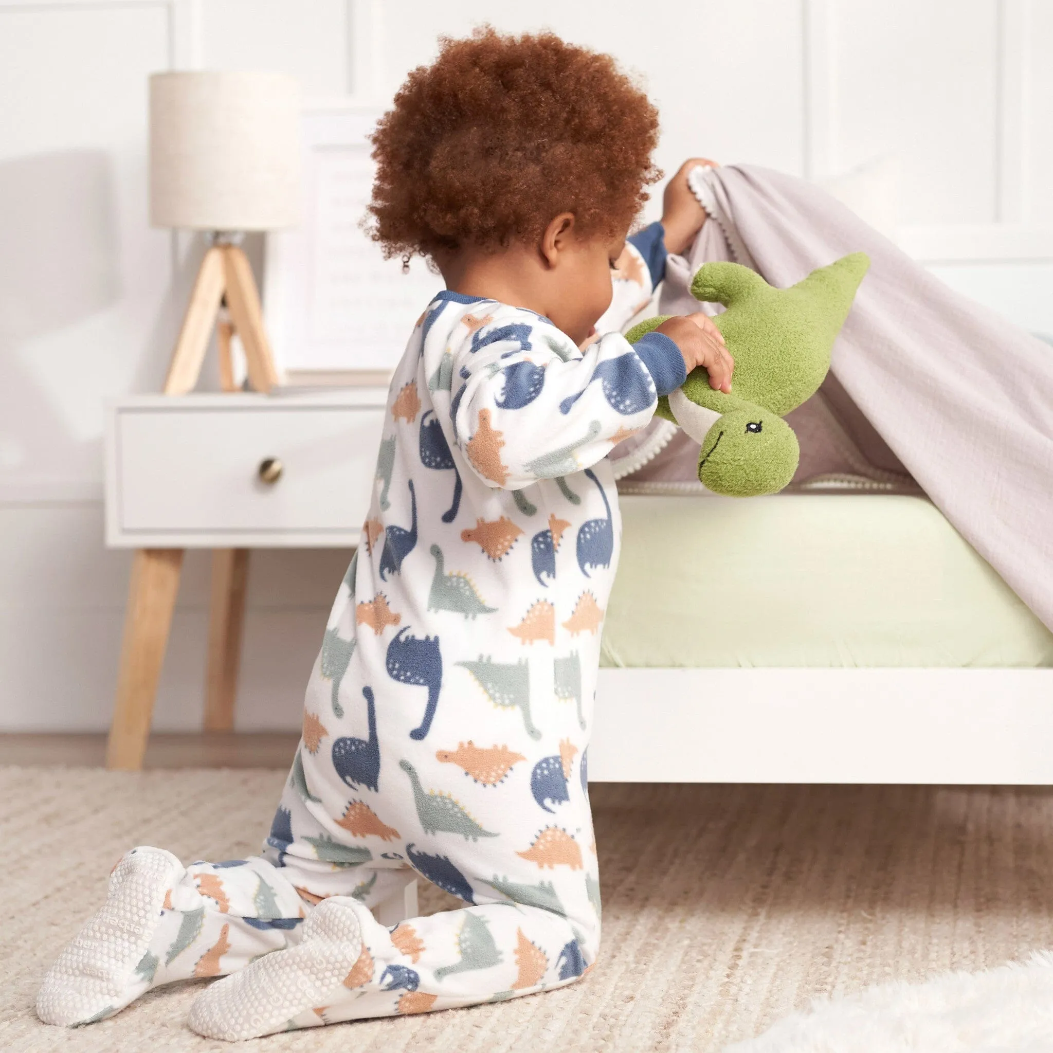2-Pack Baby & Toddler Boys Dinos & Wide Stripe Fleece Pajamas Gerber Childrenswea