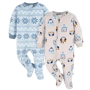 2-Pack Baby & Toddler Boys Dog & Blue Fair Isle Fleece Pajamas Gerber Childrenswea