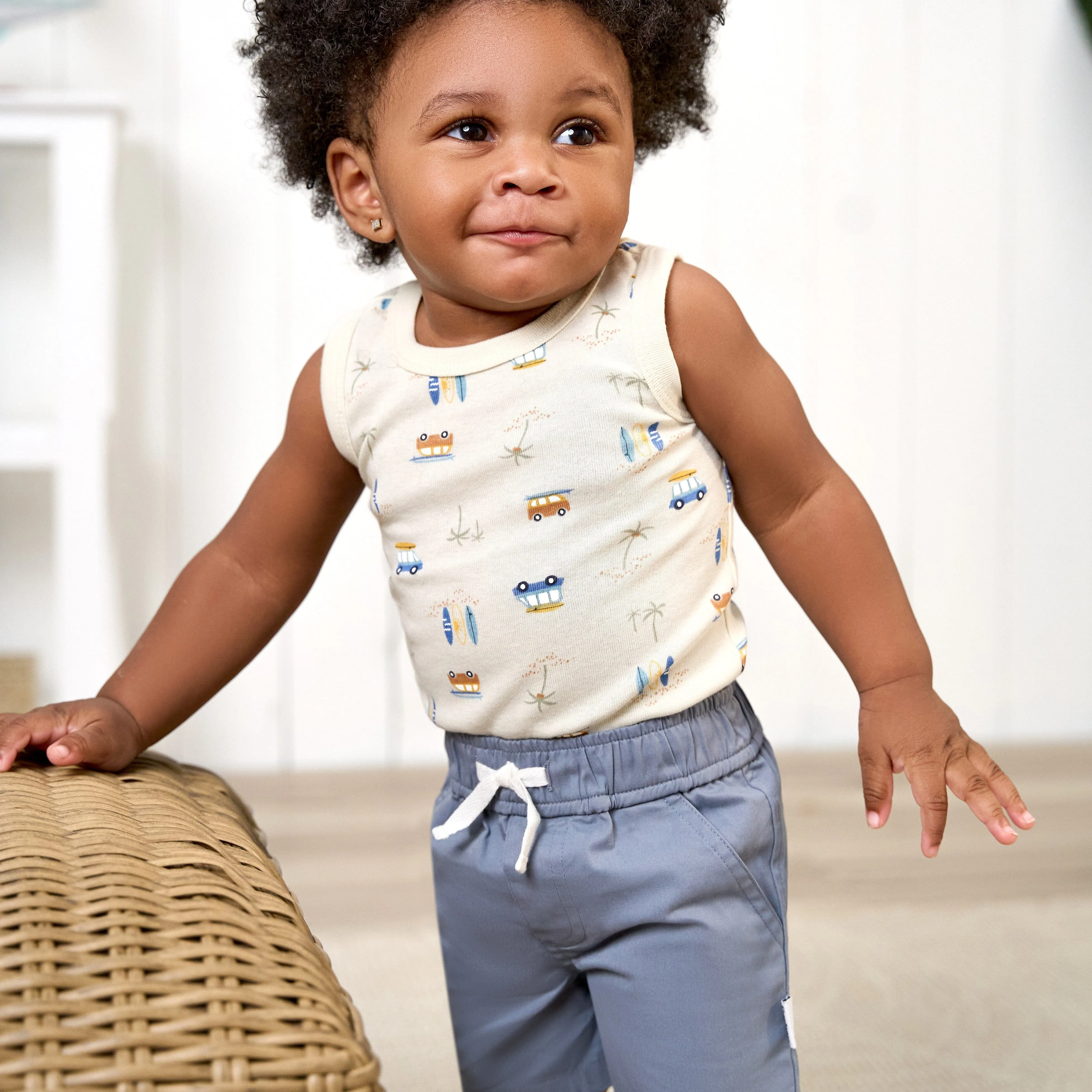 2-Pack Baby & Toddler Boys Grey and Blue Twill Shorts Gerber Childrenswea