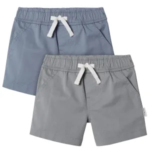 2-Pack Baby & Toddler Boys Grey and Blue Twill Shorts Gerber Childrenswea