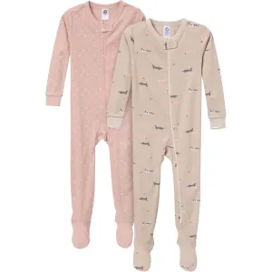 2-Pack Baby & Toddler Girl Dog Snug Fit Footed Pajamas Gerber Childrenswea