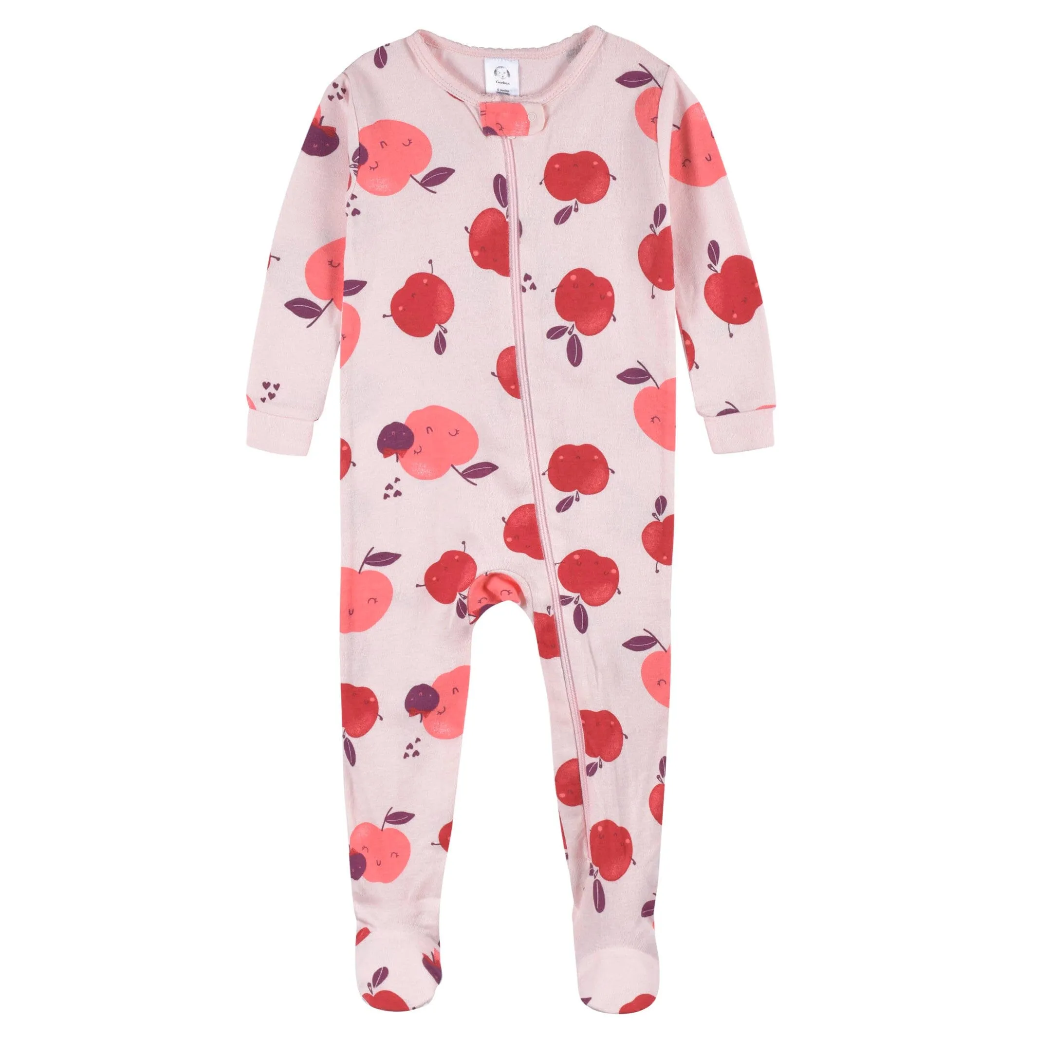 2-Pack Baby & Toddler Girls Apple Bouquets Snug Fit Footed Cotton Pajamas Gerber Childrenswea
