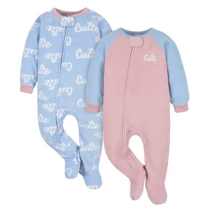 2-Pack Baby & Toddler Girls Blue Cutie Fleece Pajamas Gerber Childrenswea