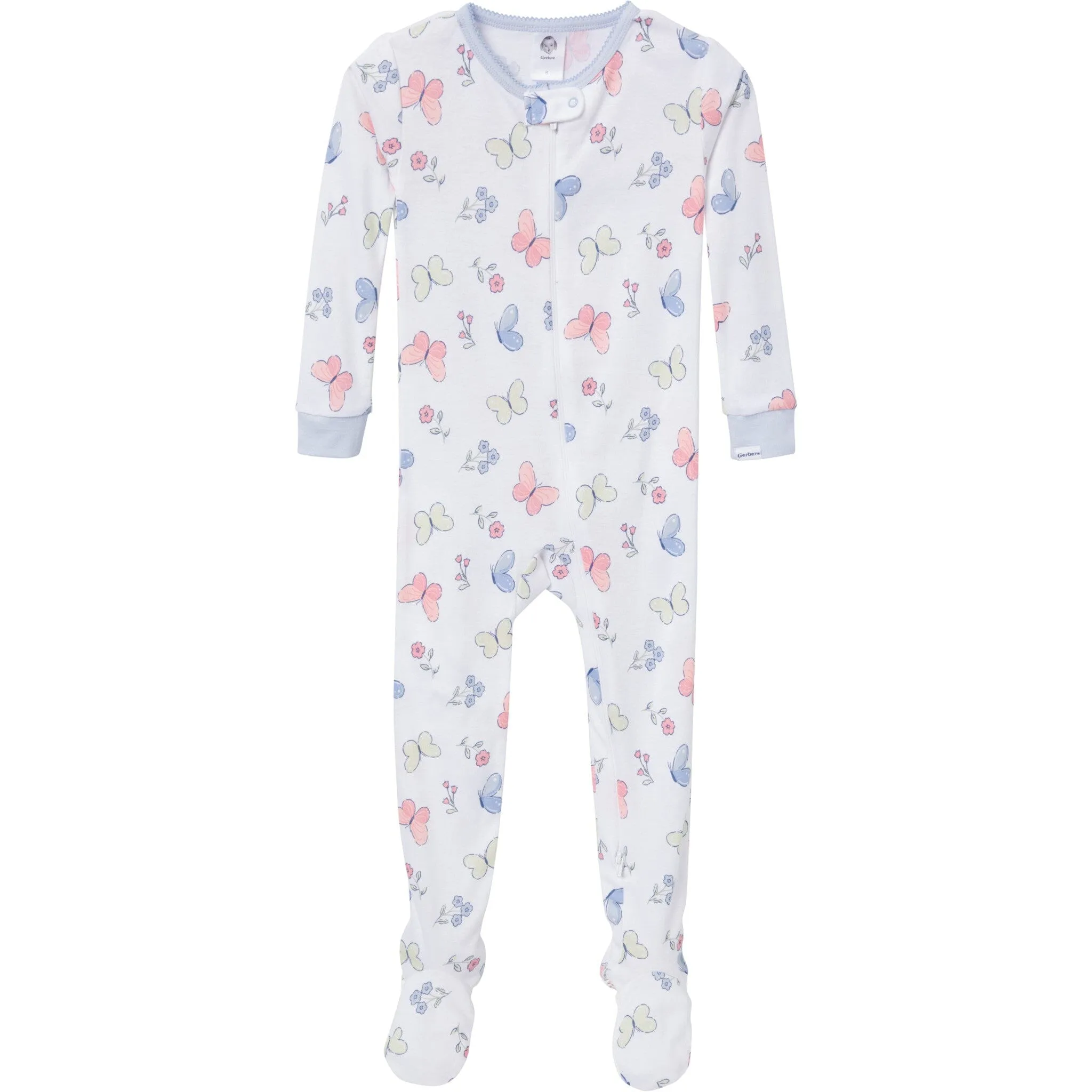 2-Pack Baby & Toddler Girls Butterflies Snug Fit Footed Pajamas Gerber Childrenswea