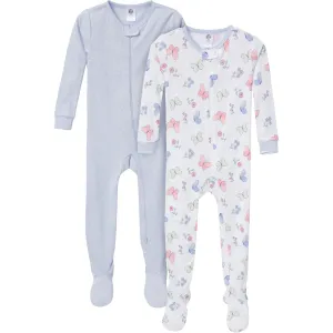 2-Pack Baby & Toddler Girls Butterflies Snug Fit Footed Pajamas Gerber Childrenswea