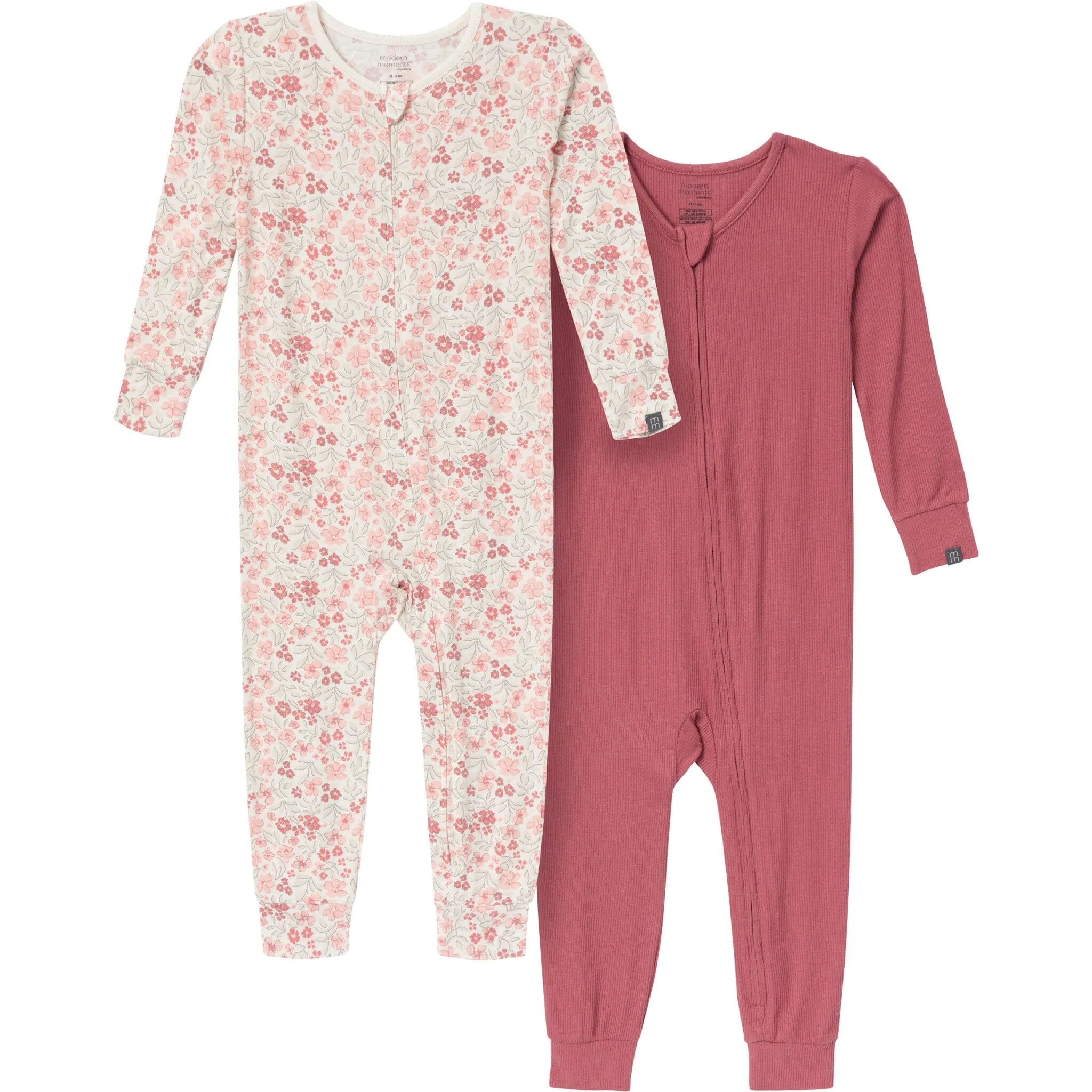 2-Pack Baby & Toddler Girls Ivory Floral Snug Fitting Footless Pajamas Gerber Childrenswea