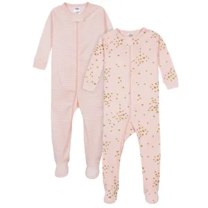 2-Pack Baby & Toddler Girls Love Snug Fit Footed Cotton Pajamas Gerber Childrenswea