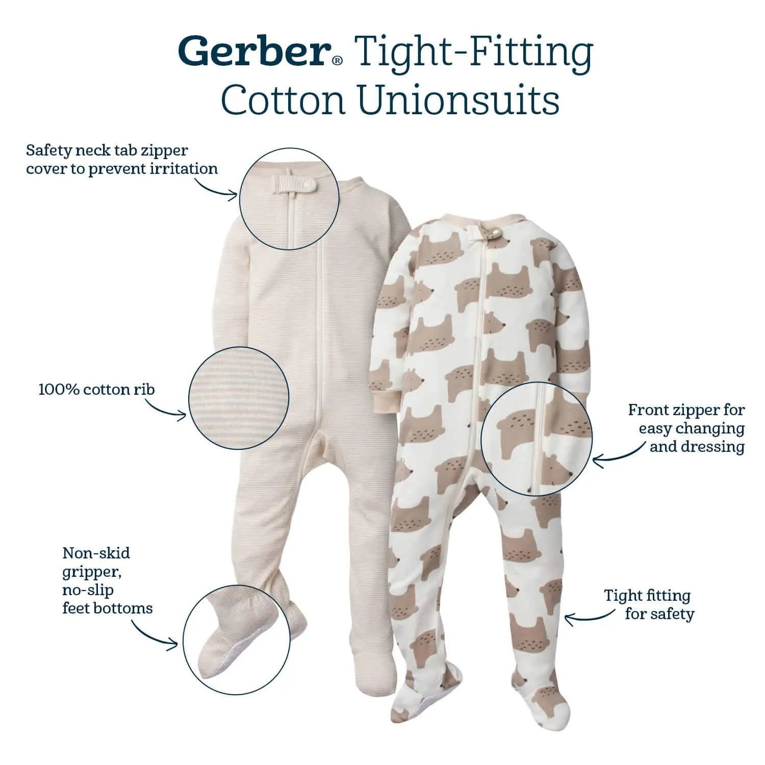 2-Pack Baby & Toddler Girls Love Snug Fit Footed Cotton Pajamas Gerber Childrenswea