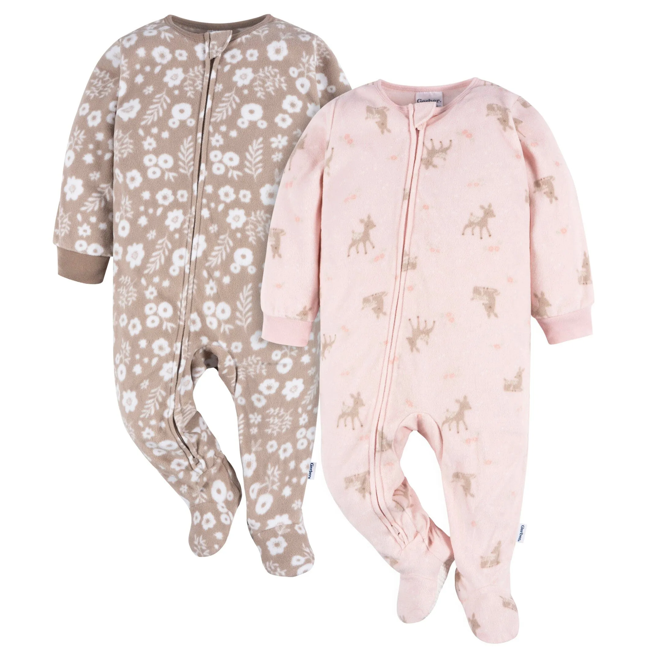 2-Pack Baby & Toddler Girls Pink Deer Fleece Pajamas Gerber Childrenswea