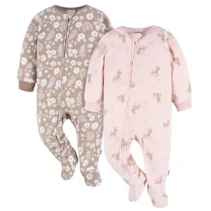 2-Pack Baby & Toddler Girls Pink Deer Fleece Pajamas Gerber Childrenswea