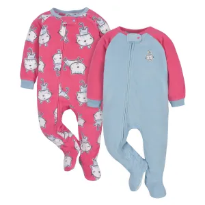 2-Pack Baby & Toddler Girls Pink Tigers Fleece Pajamas Gerber Childrenswea