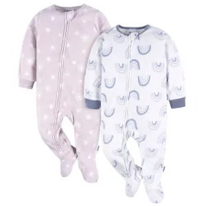 2-Pack Baby & Toddler Girls Purple Rainbows Fleece Pajamas Gerber Childrenswea