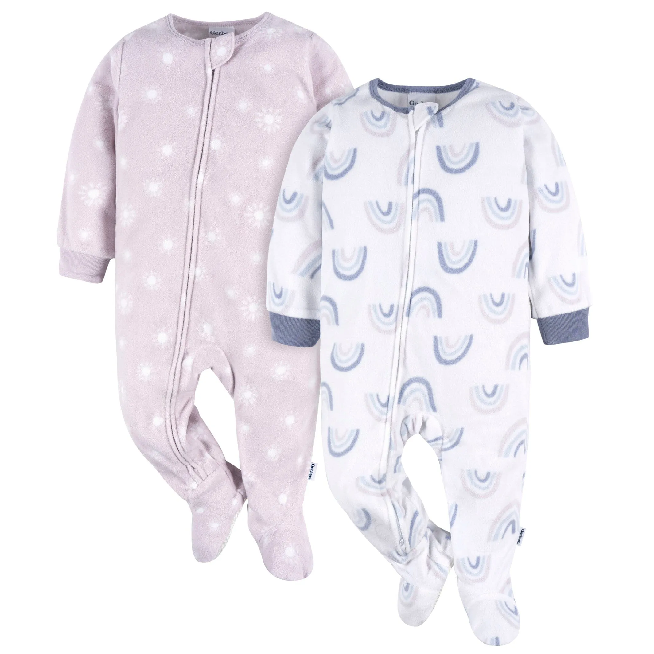 2-Pack Baby & Toddler Girls Purple Rainbows Fleece Pajamas Gerber Childrenswea