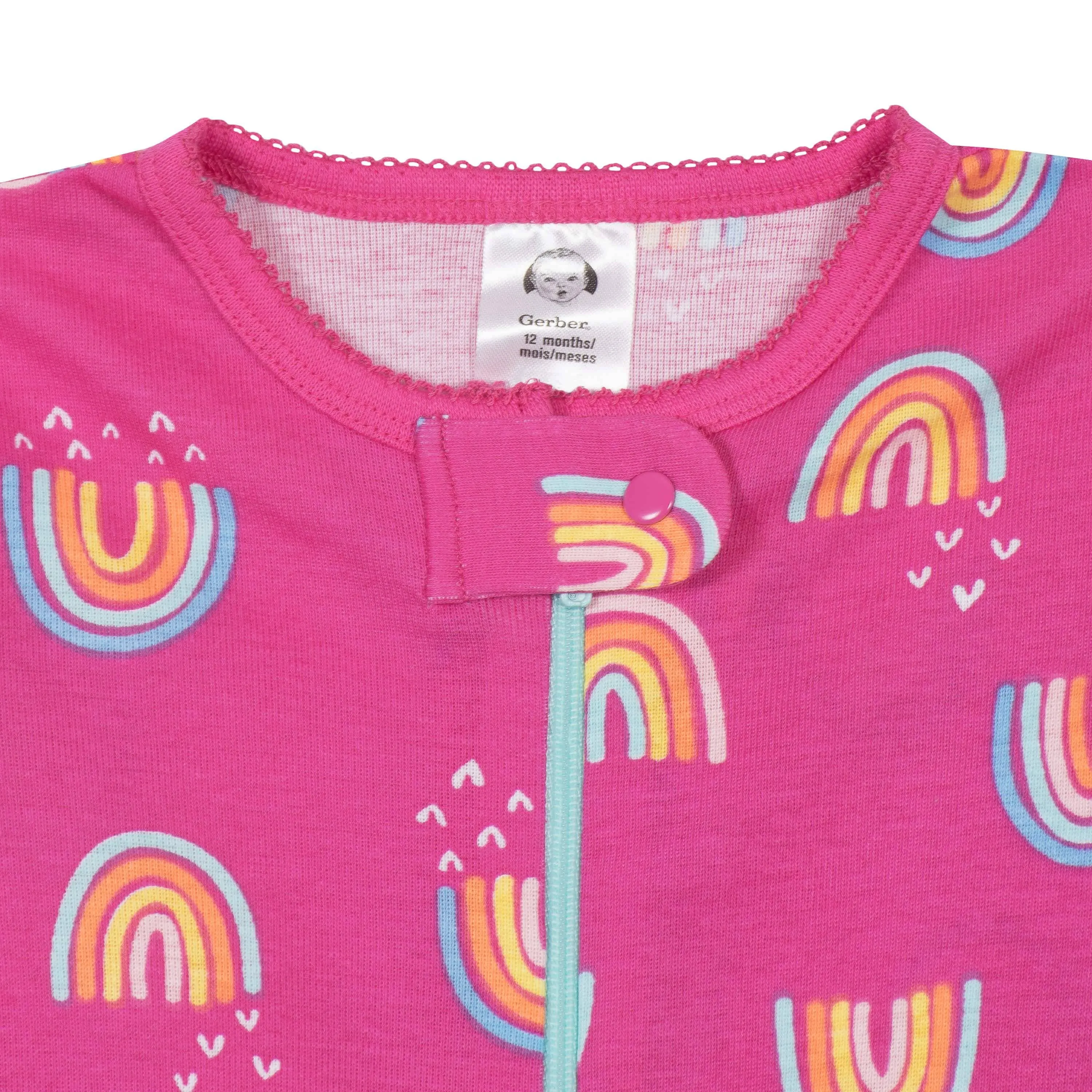 2-Pack Baby & Toddler Girls Rainbows Snug Fit Footed Cotton Pajamas Gerber Childrenswea
