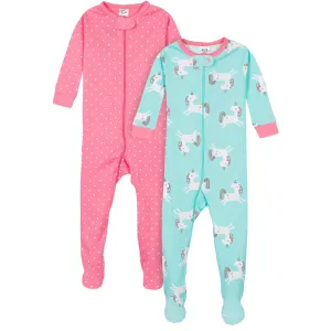 2-Pack Baby & Toddler Girls Unicorns Snug Fit Footed Cotton Pajamas Gerber Childrenswea