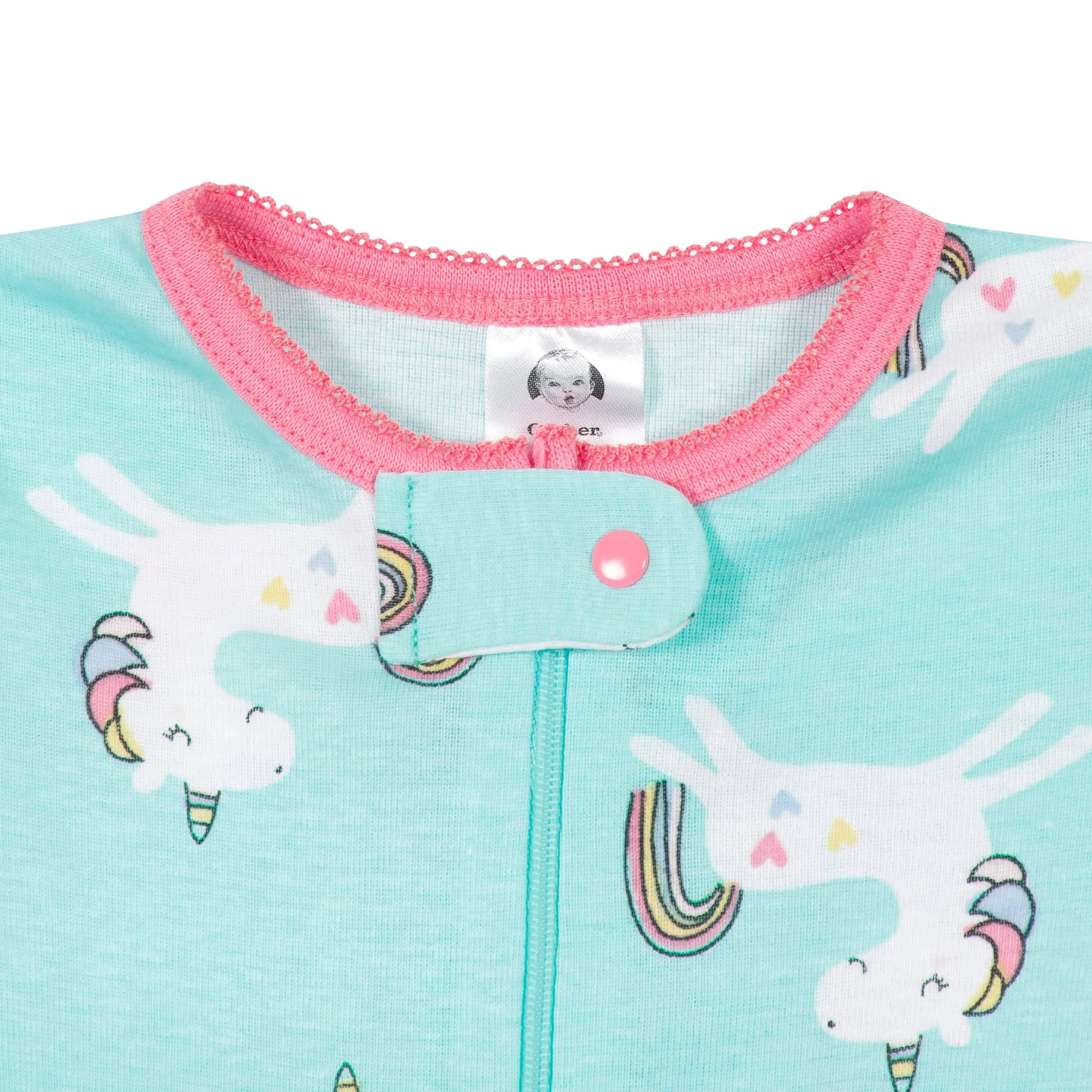 2-Pack Baby & Toddler Girls Unicorns Snug Fit Footed Cotton Pajamas Gerber Childrenswea