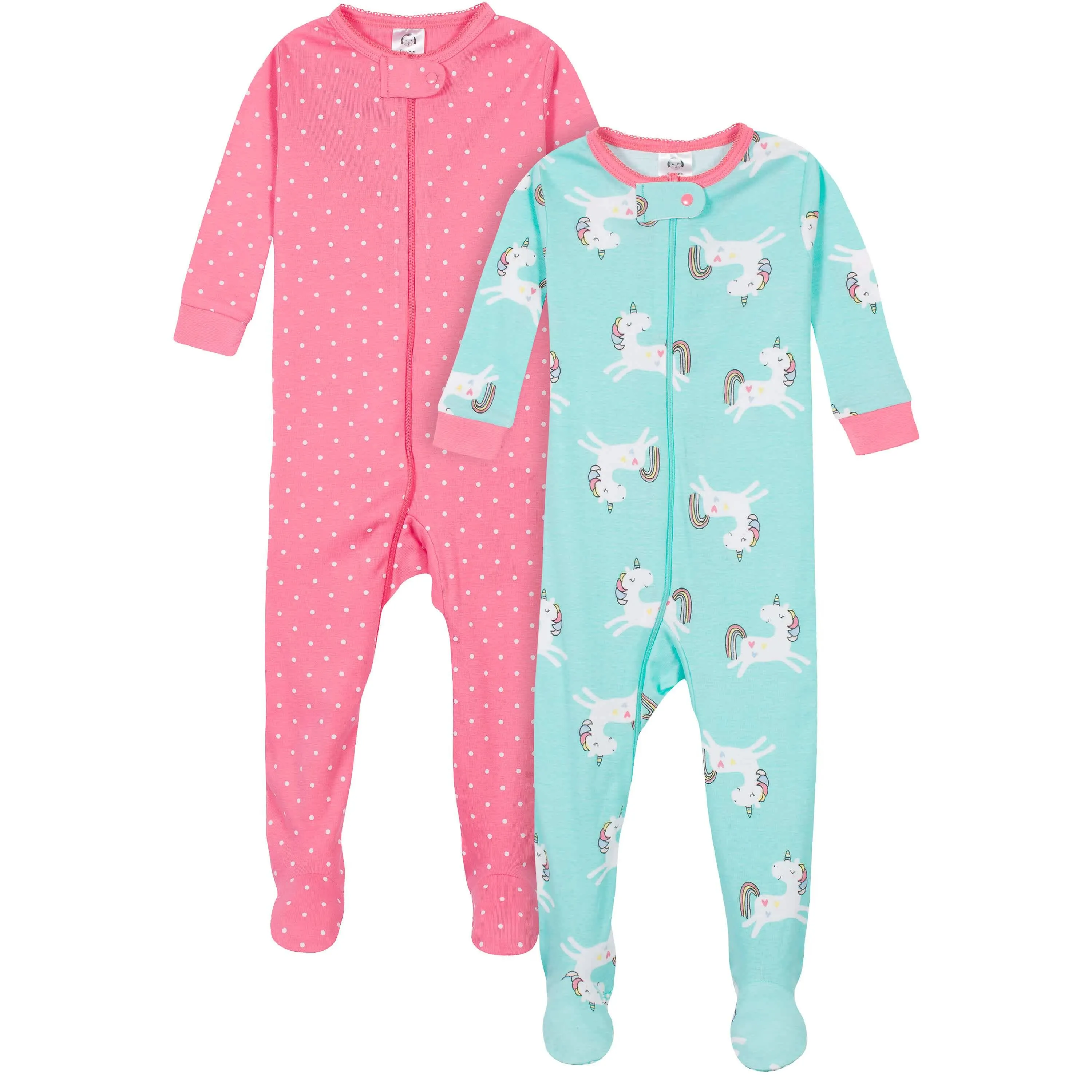 2-Pack Baby & Toddler Girls Unicorns Snug Fit Footed Cotton Pajamas Gerber Childrenswea