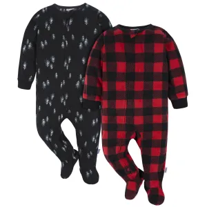 2-Pack Baby & Toddler Neutral Buffalo Plaid & Trees Fleece Pajamas Gerber Childrenswea