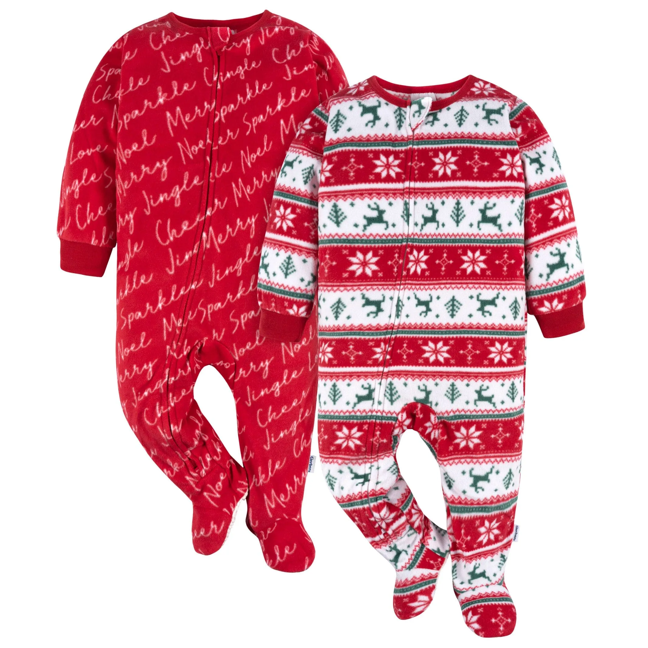 2-Pack Baby & Toddler Neutral Deer Fair Isle Fleece Pajamas Gerber Childrenswea