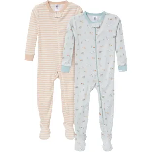 2-Pack Baby & Toddler Neutral Farm Snug Fit Footed Pajamas Gerber Childrenswea