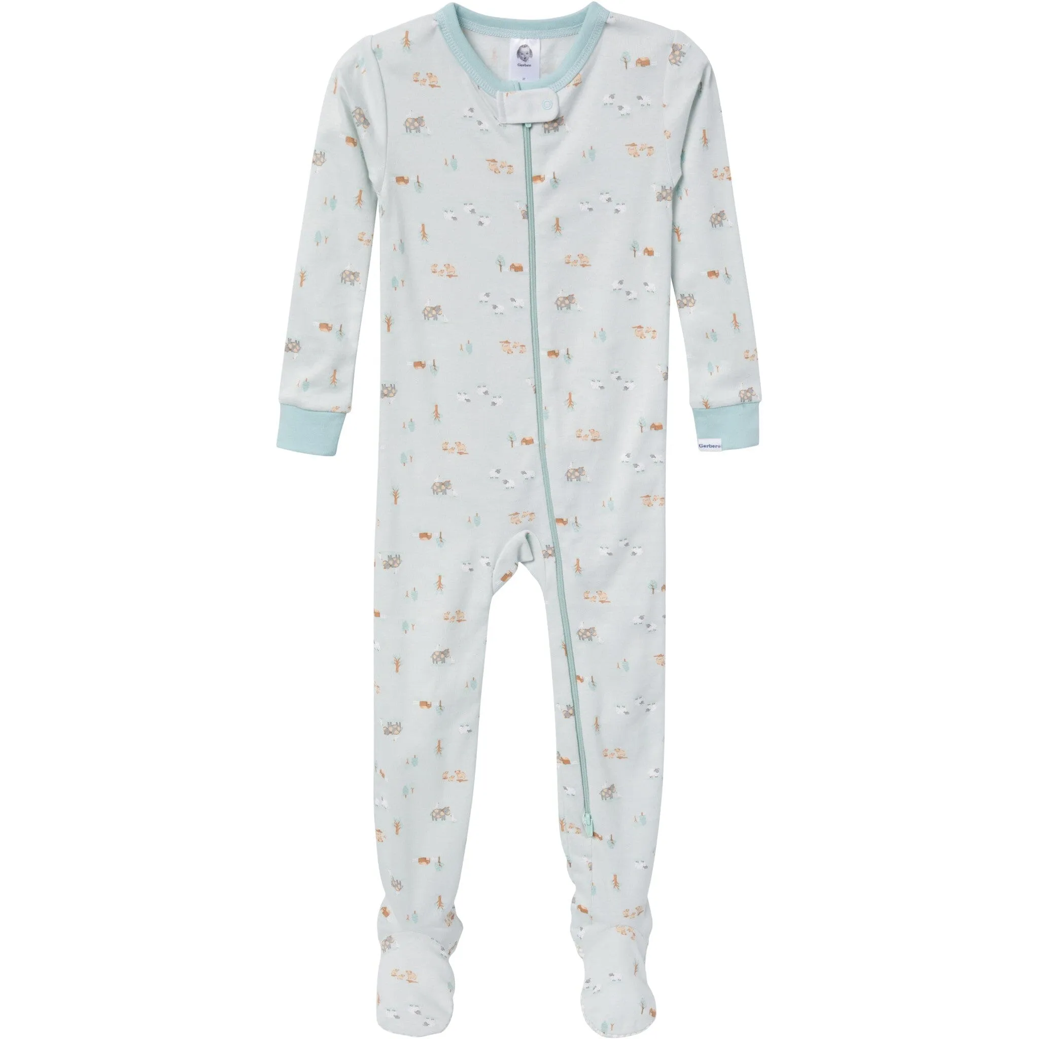 2-Pack Baby & Toddler Neutral Farm Snug Fit Footed Pajamas Gerber Childrenswea