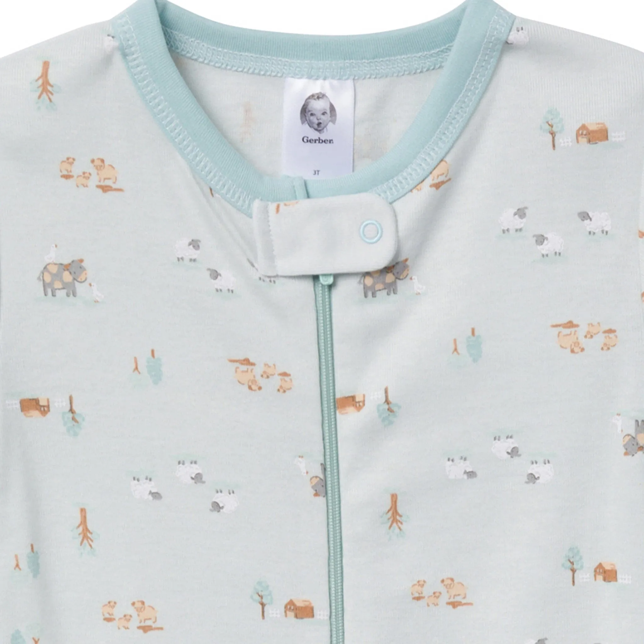 2-Pack Baby & Toddler Neutral Farm Snug Fit Footed Pajamas Gerber Childrenswea
