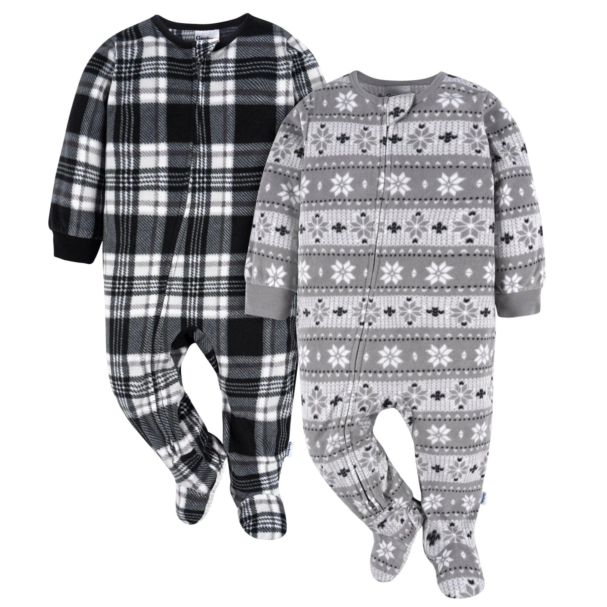 2-Pack Baby & Toddler Neutral Grey Fair Isle Fleece Pajamas Gerber Childrenswea