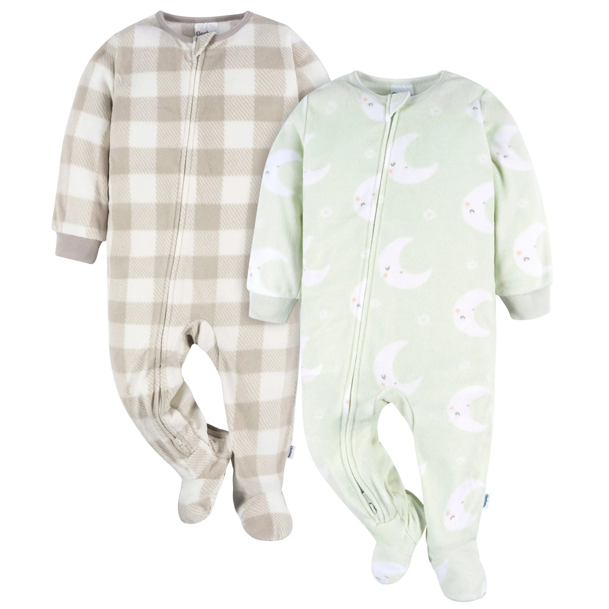 2-Pack Baby & Toddler Neutral Moons Fleece Pajamas Gerber Childrenswea