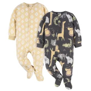 2-Pack Baby & Toddler Neutral Safari Fleece Pajamas Gerber Childrenswea