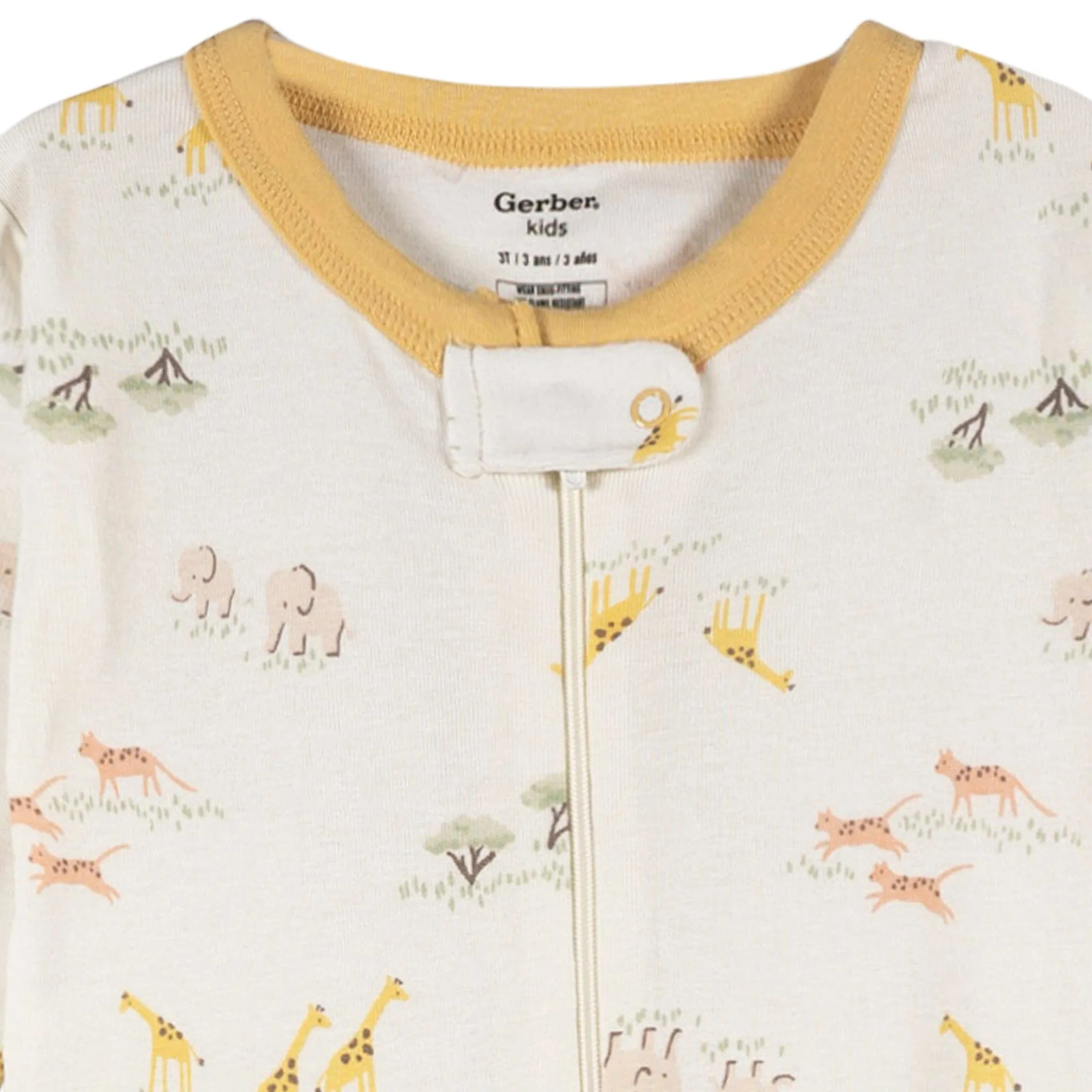 2-Pack Baby & Toddler Neutral Safari Snug Fit Footed Pajamas Gerber Childrenswea