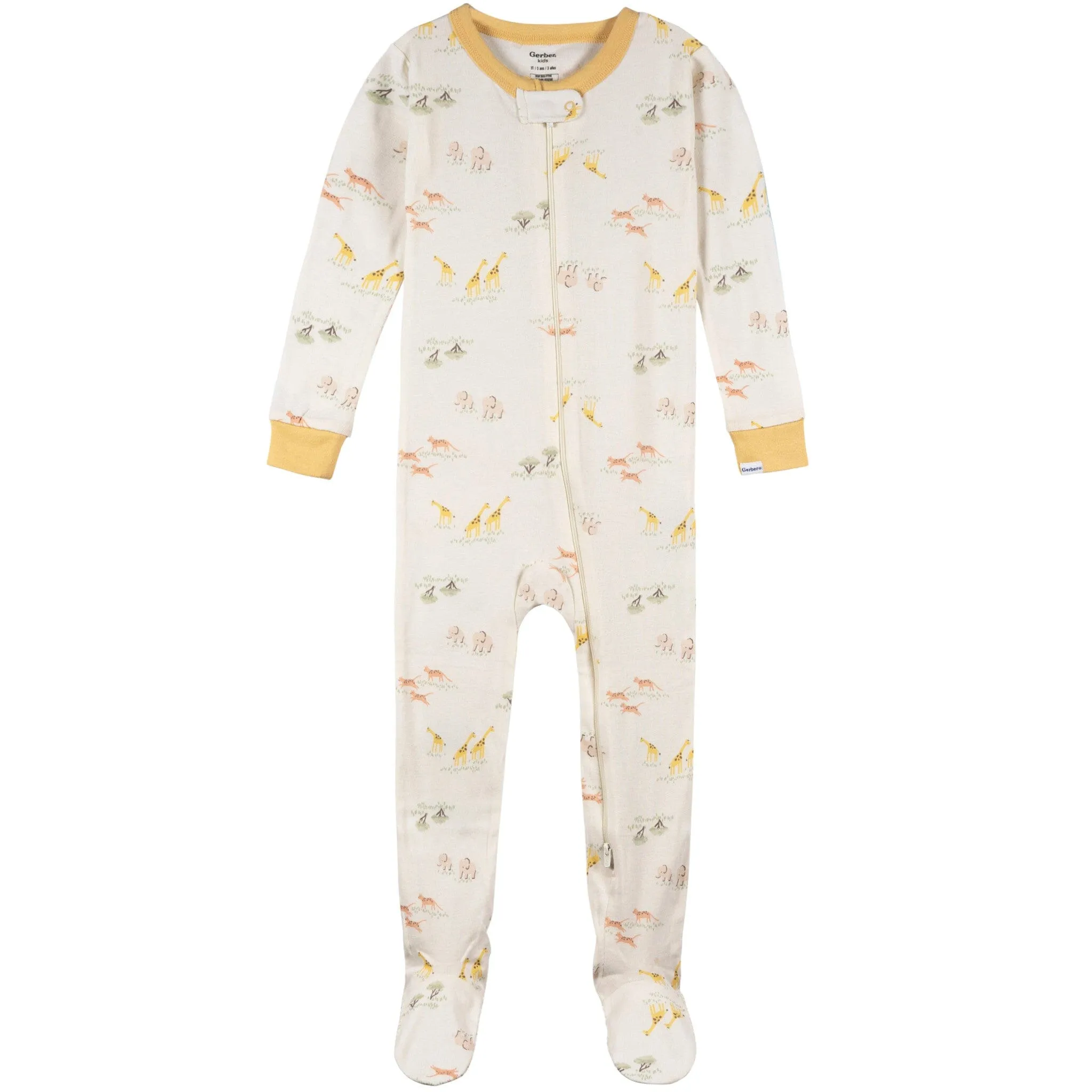 2-Pack Baby & Toddler Neutral Safari Snug Fit Footed Pajamas Gerber Childrenswea