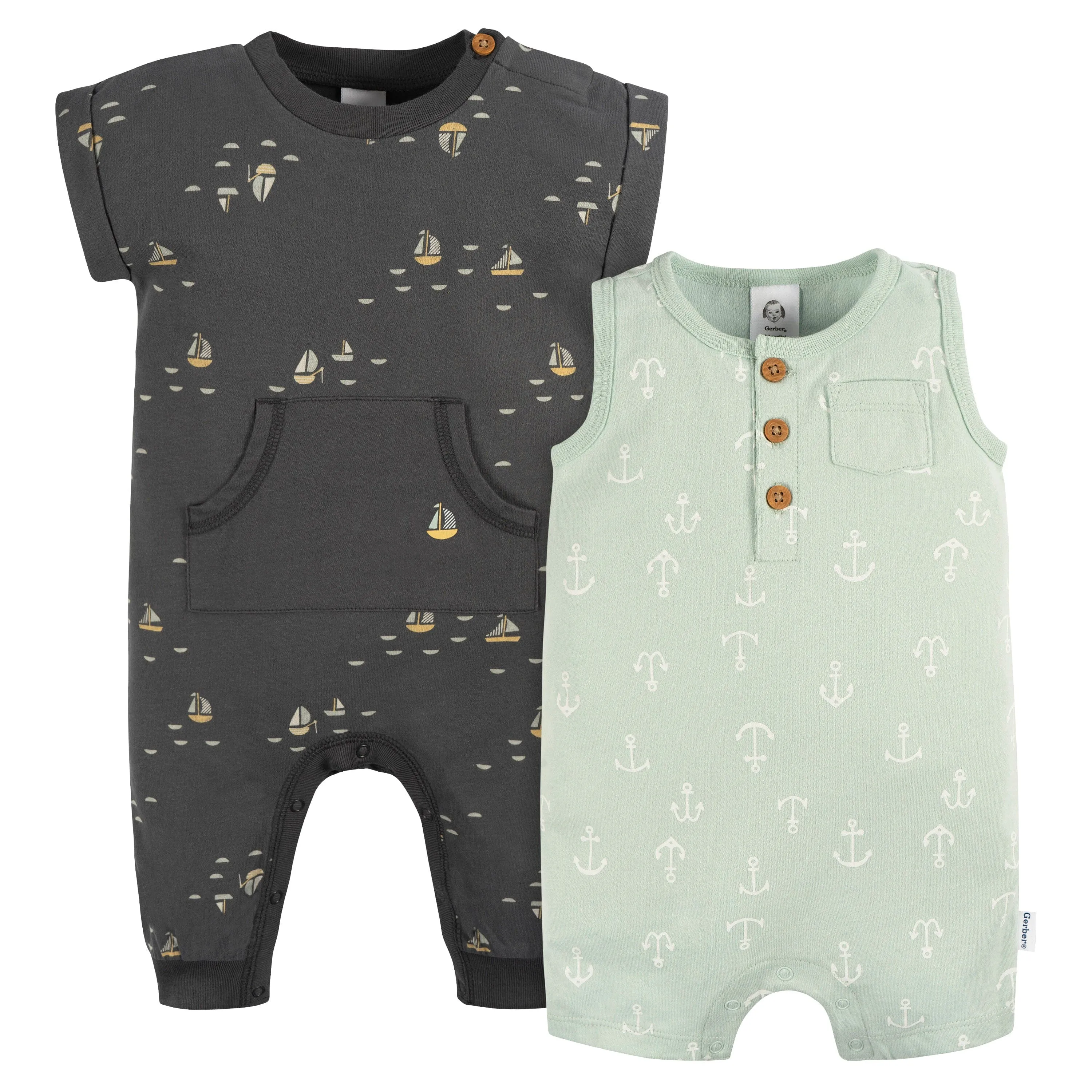 2-Pack Baby Boys Nautical Rompers Gerber Childrenswea