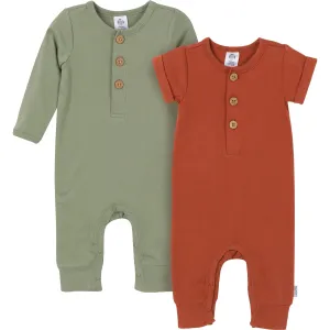 2-Pack Baby Boys Rust & Olive Rompers Gerber Childrenswea