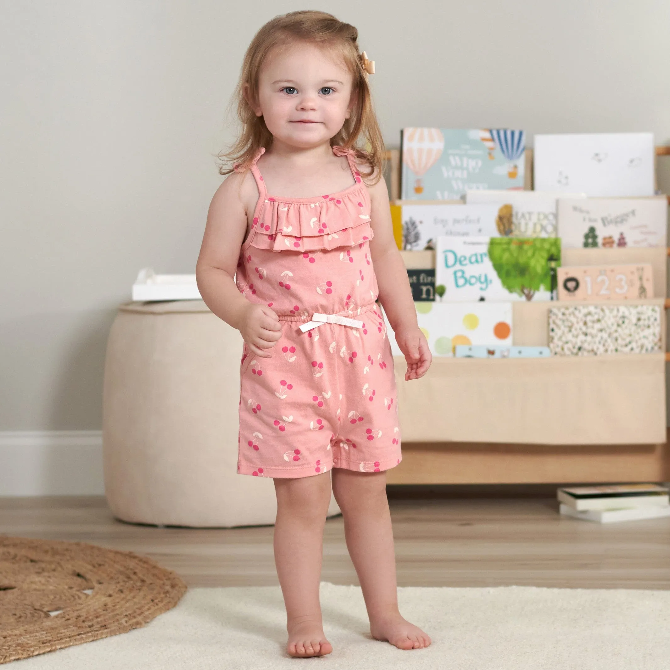 2-Pack Baby Girls Cherry Blossom Tank Rompers Gerber Childrenswea