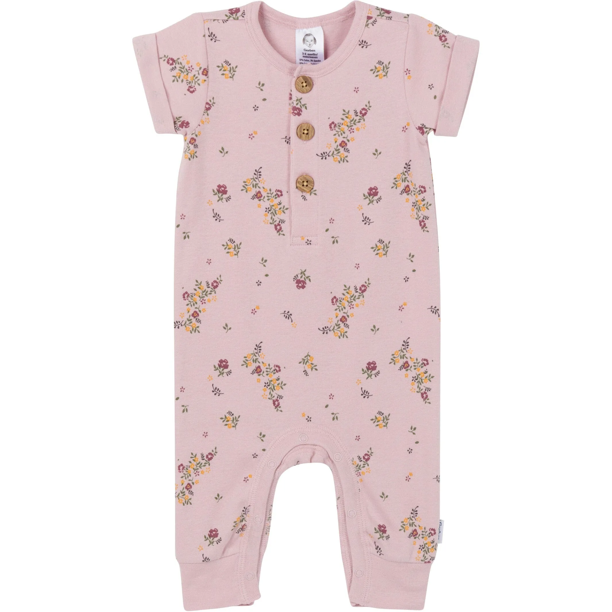 2-Pack Baby Girls Floral & Gray Rompers Gerber Childrenswea