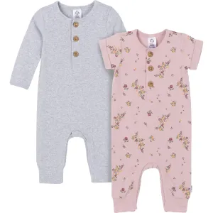 2-Pack Baby Girls Floral & Gray Rompers Gerber Childrenswea