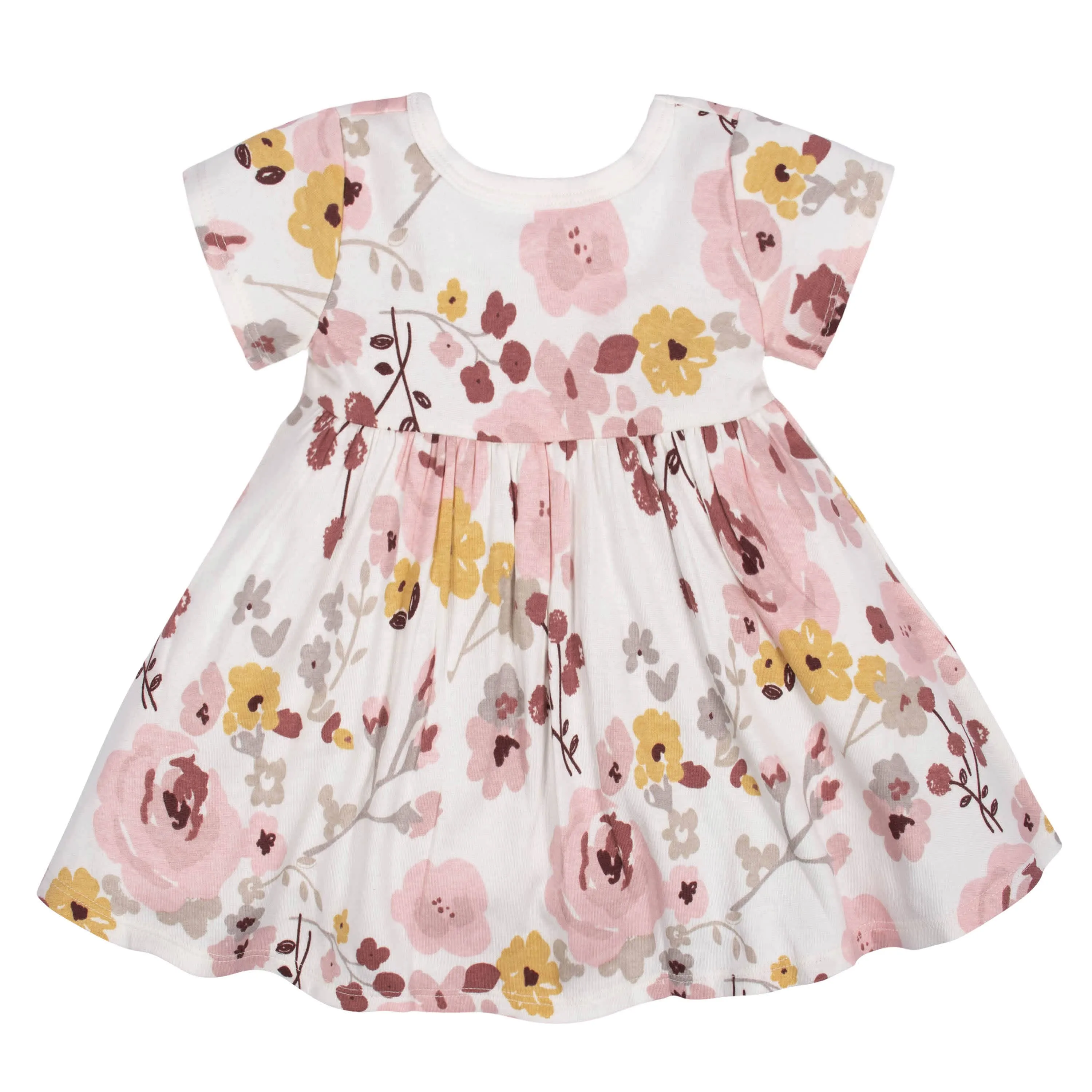 2-Pack Baby Girls Pink Floral Short Sleeve Dresses Gerber Childrenswea