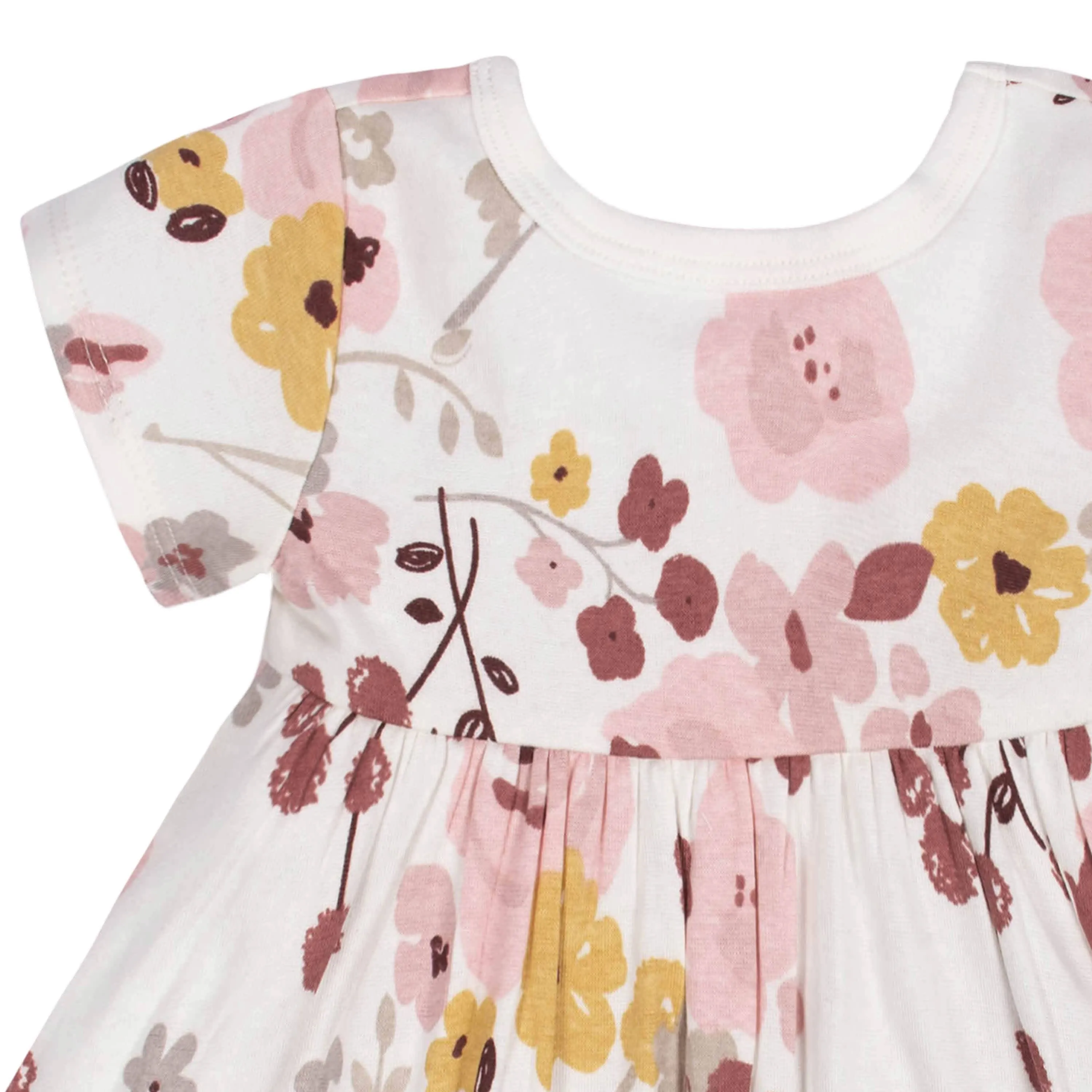 2-Pack Baby Girls Pink Floral Short Sleeve Dresses Gerber Childrenswea