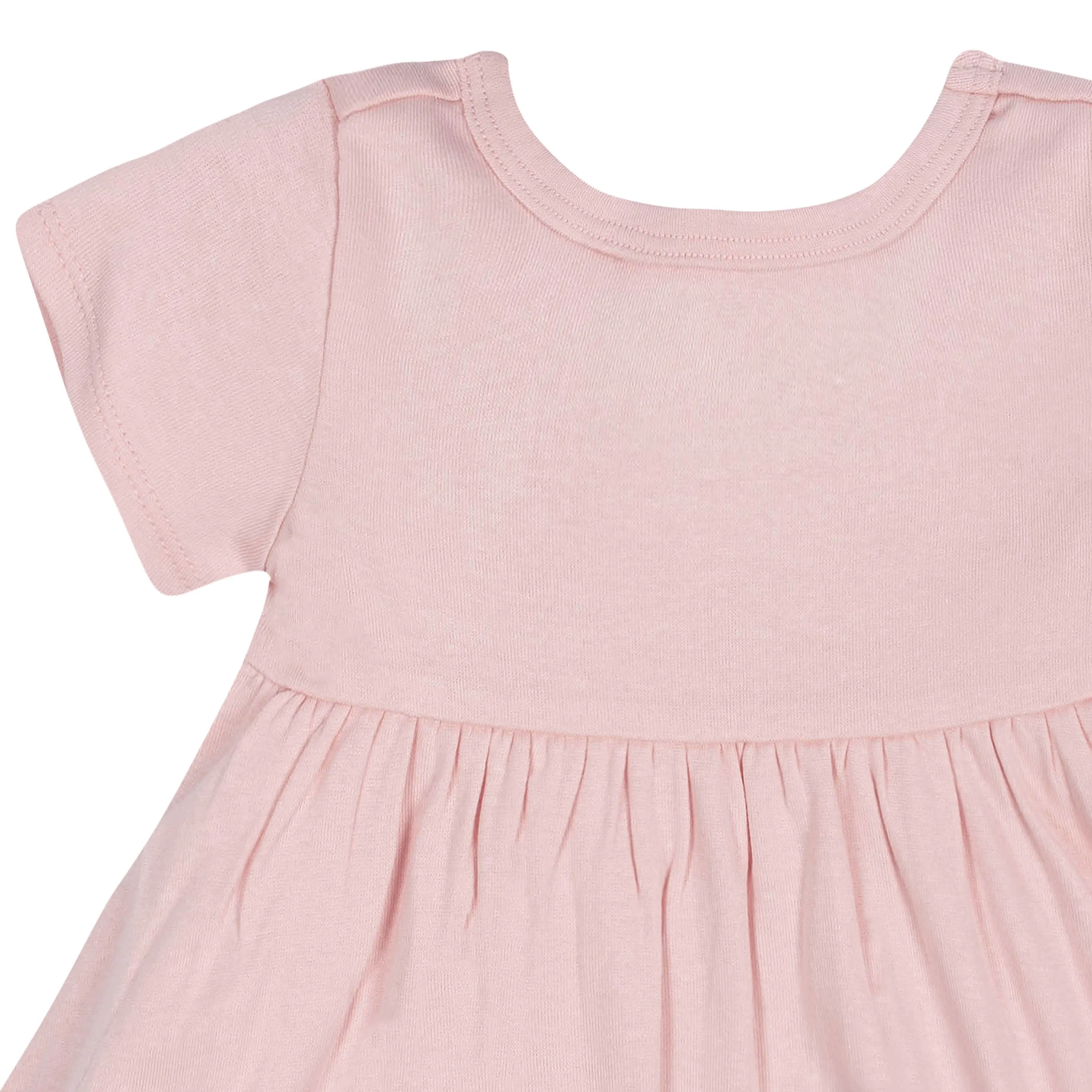 2-Pack Baby Girls Pink Floral Short Sleeve Dresses Gerber Childrenswea