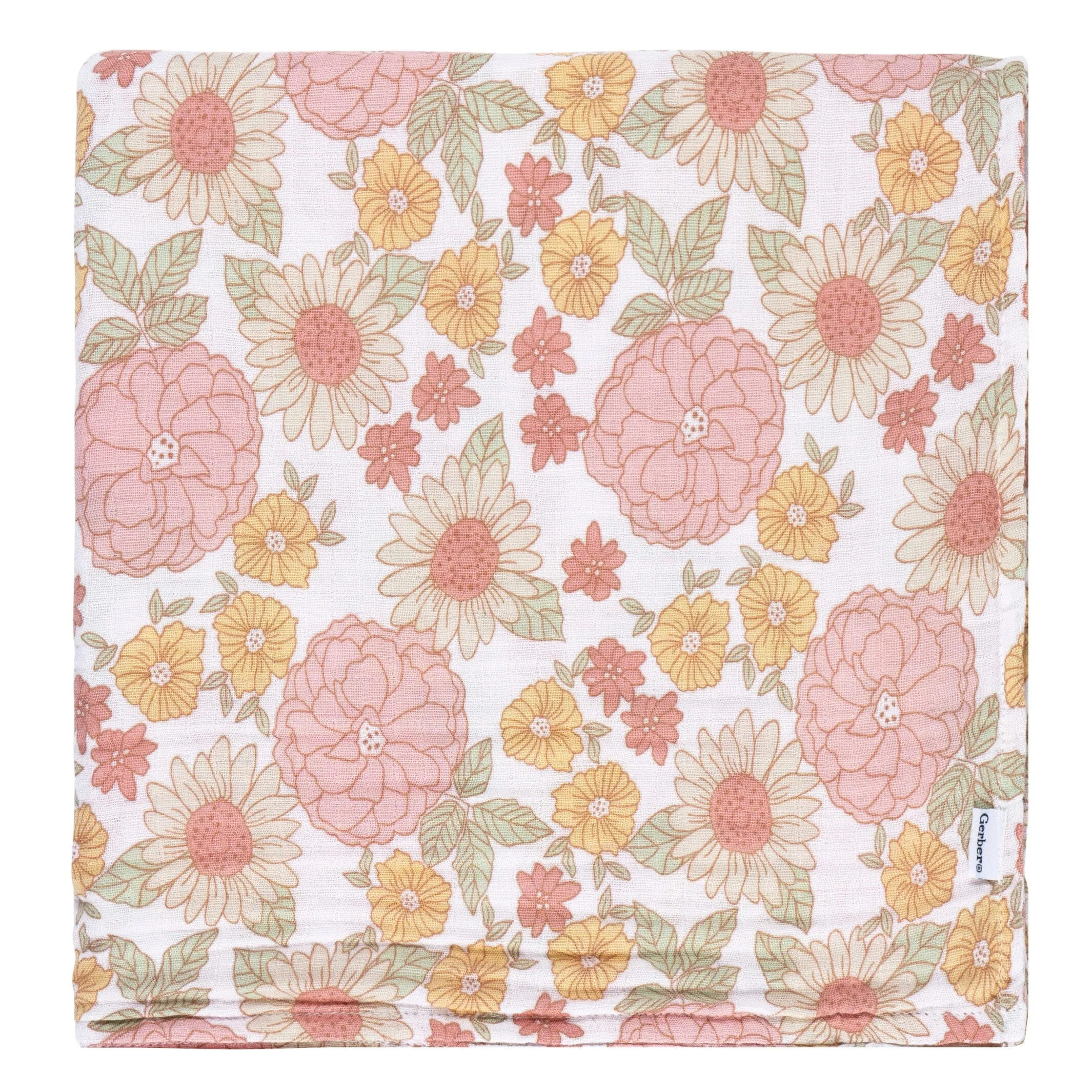 2-Pack Baby Girls Retro Floral Muslin Blankets Gerber Childrenswea