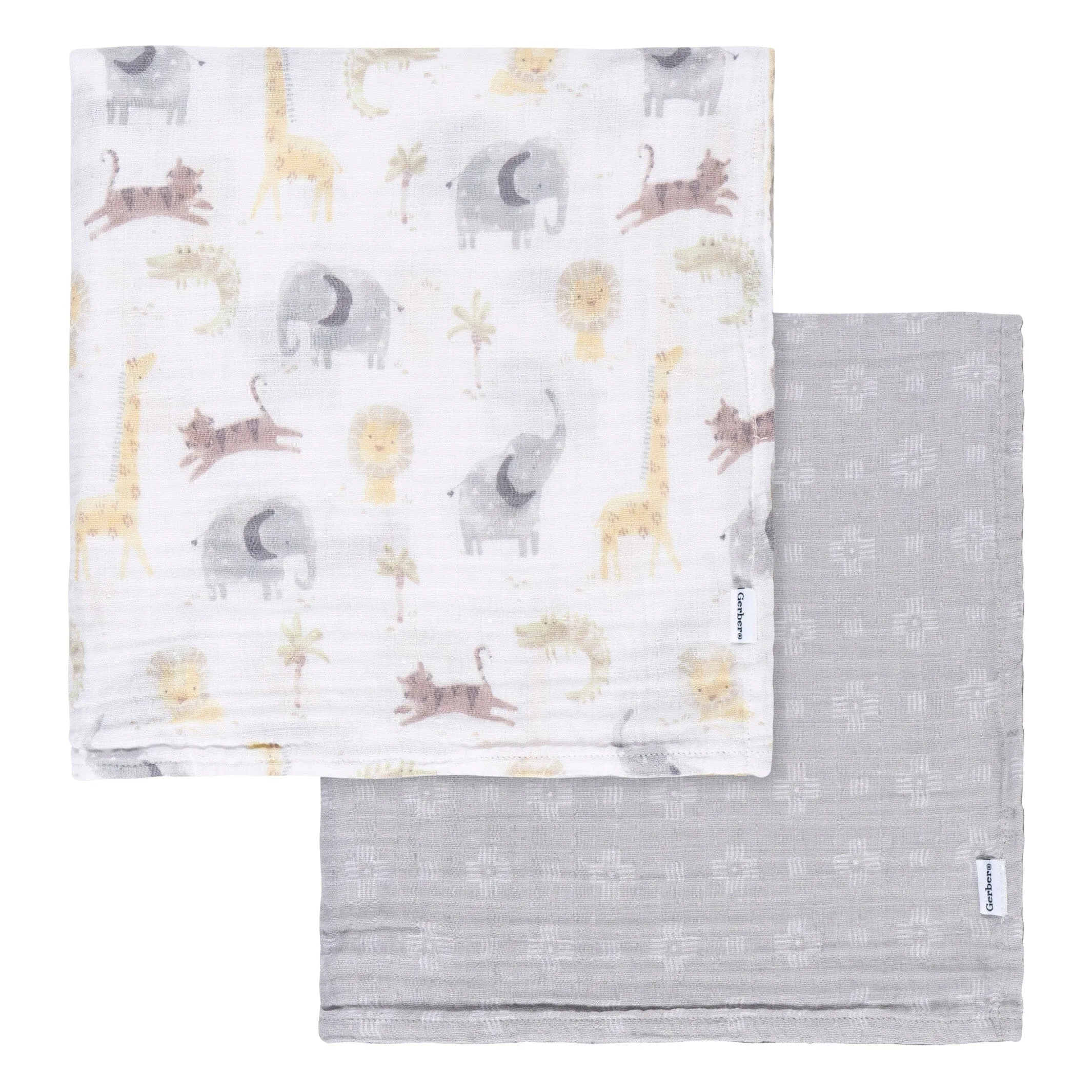 2-Pack Baby Neutral Animal Geo Muslin Blankets Gerber Childrenswea