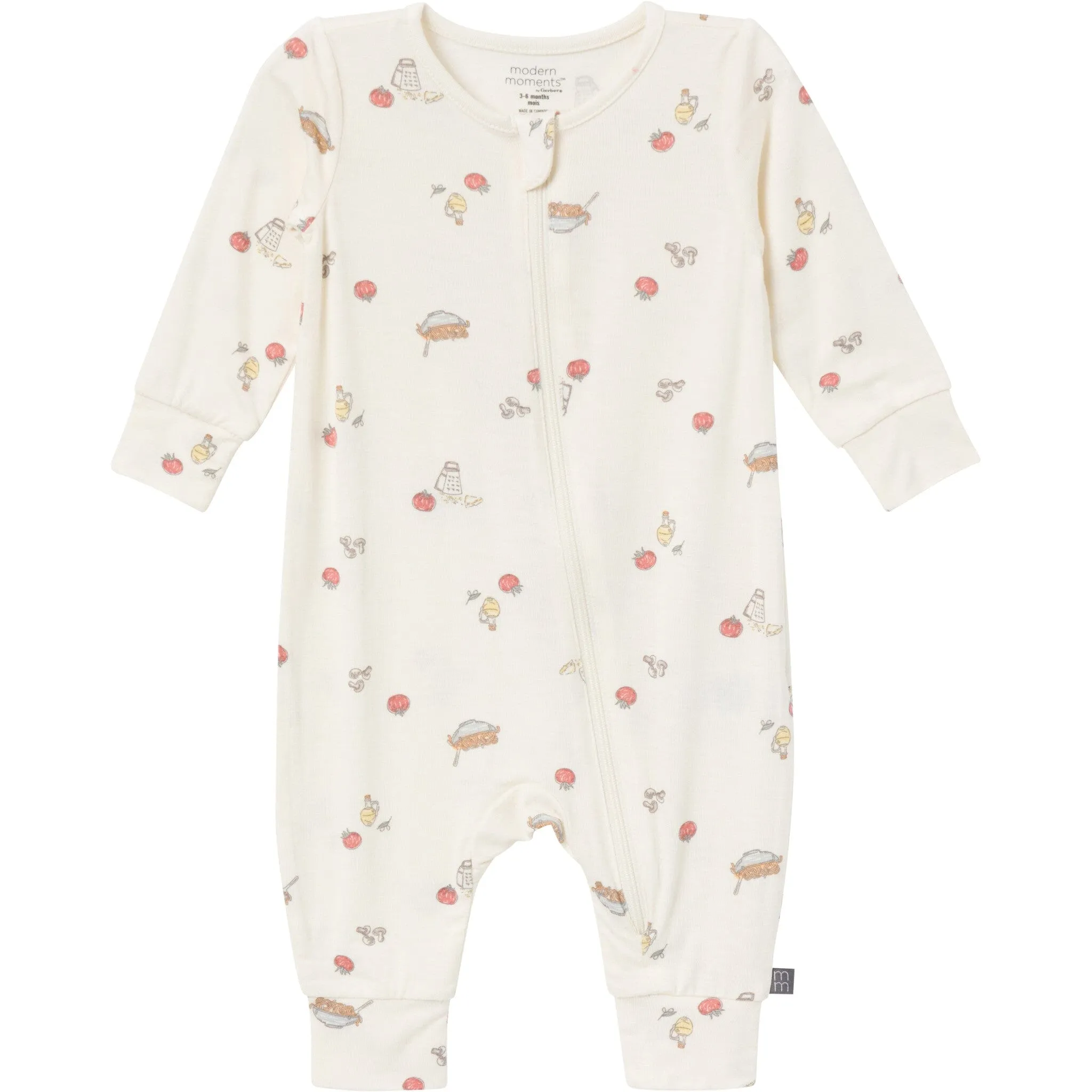 2-Pack Baby Neutral Pasta Dinner Zip Front Rompers Gerber Childrenswea