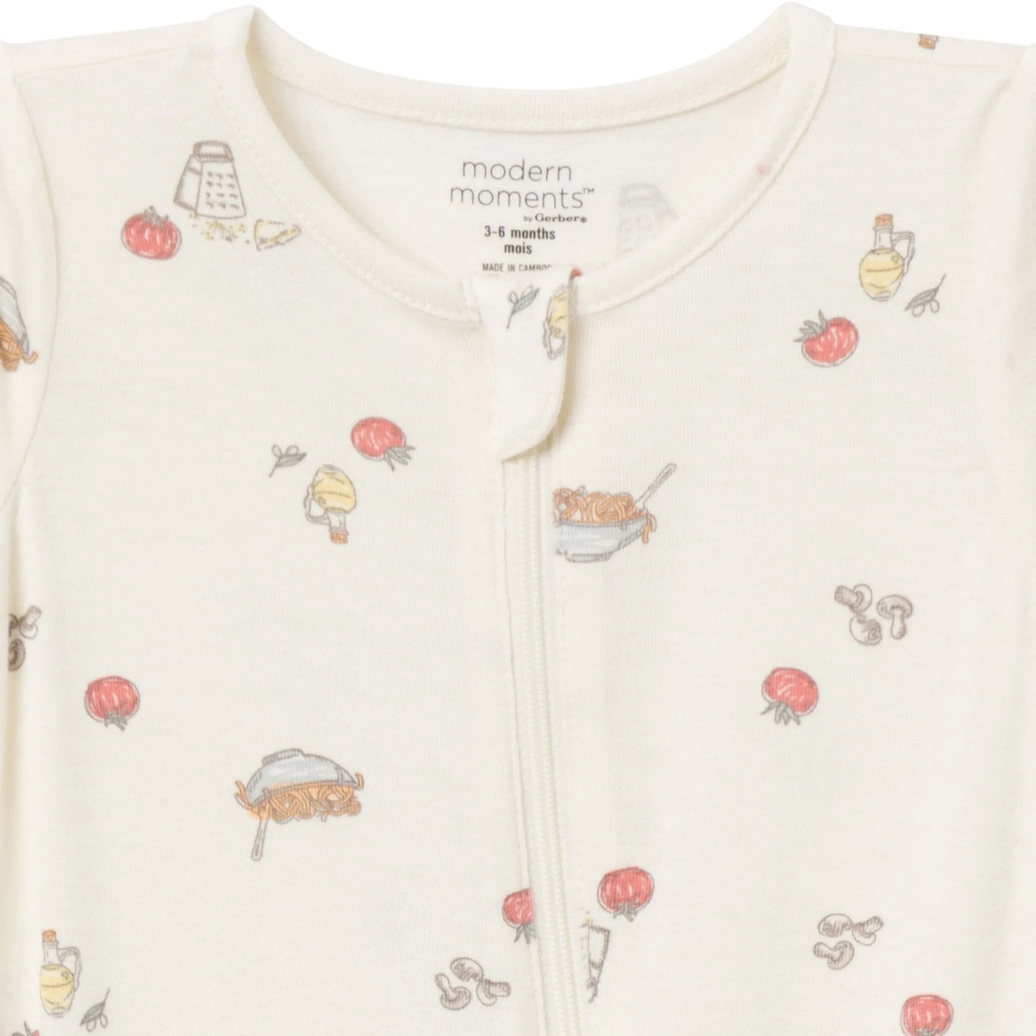 2-Pack Baby Neutral Pasta Dinner Zip Front Rompers Gerber Childrenswea