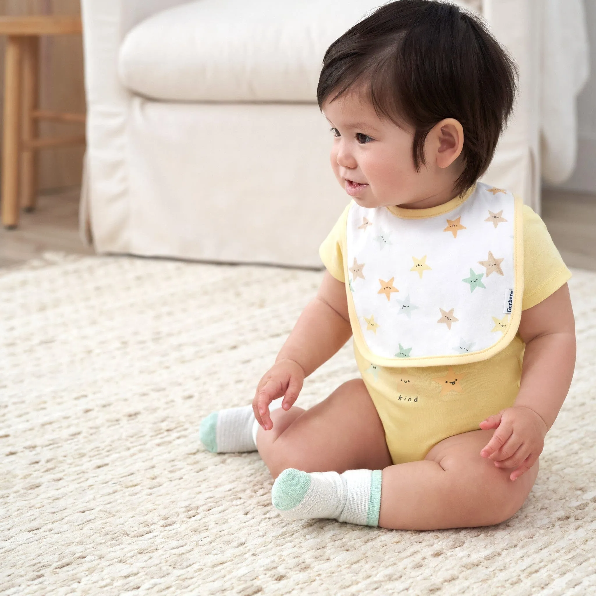 2-Pack Baby Neutral Starry Smiles Dribbler Bibs Gerber Childrenswea