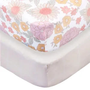 2-Pack Girls Retro Floral Crib Sheets Gerber Childrenswea