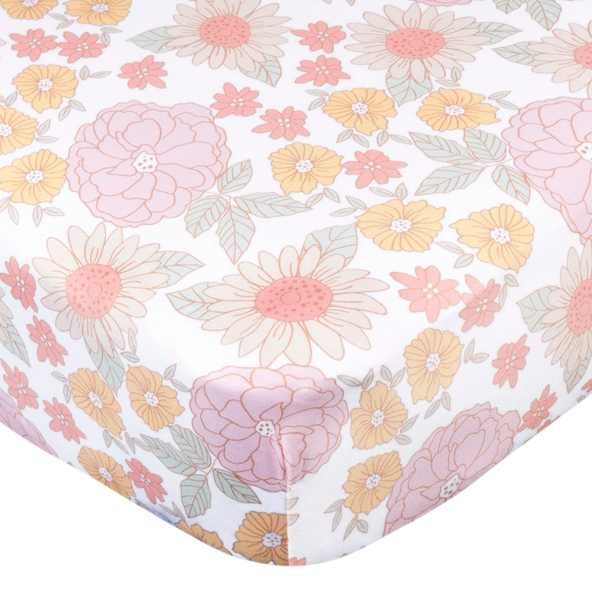 2-Pack Girls Retro Floral Crib Sheets Gerber Childrenswea