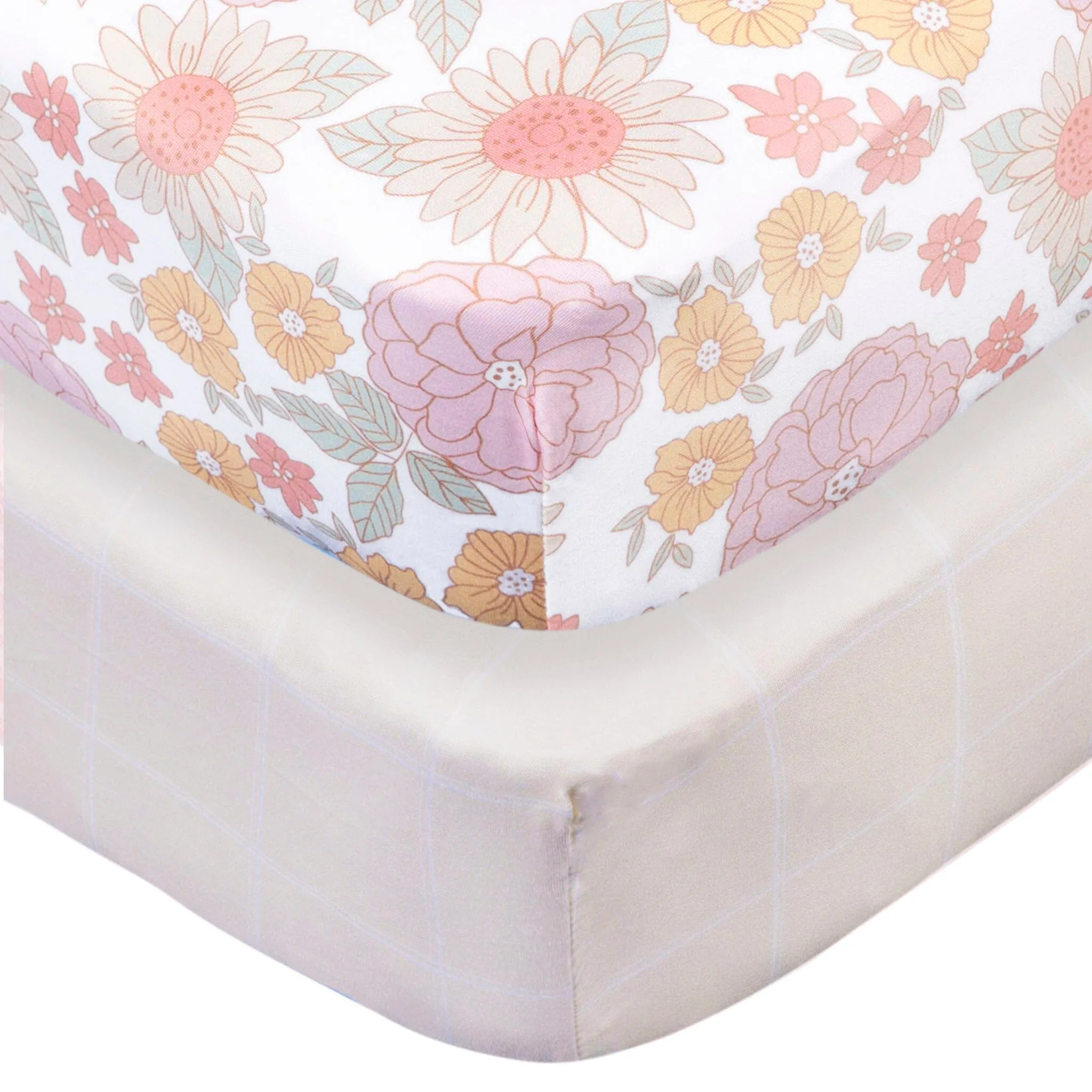 2-Pack Girls Retro Floral Crib Sheets Gerber Childrenswea