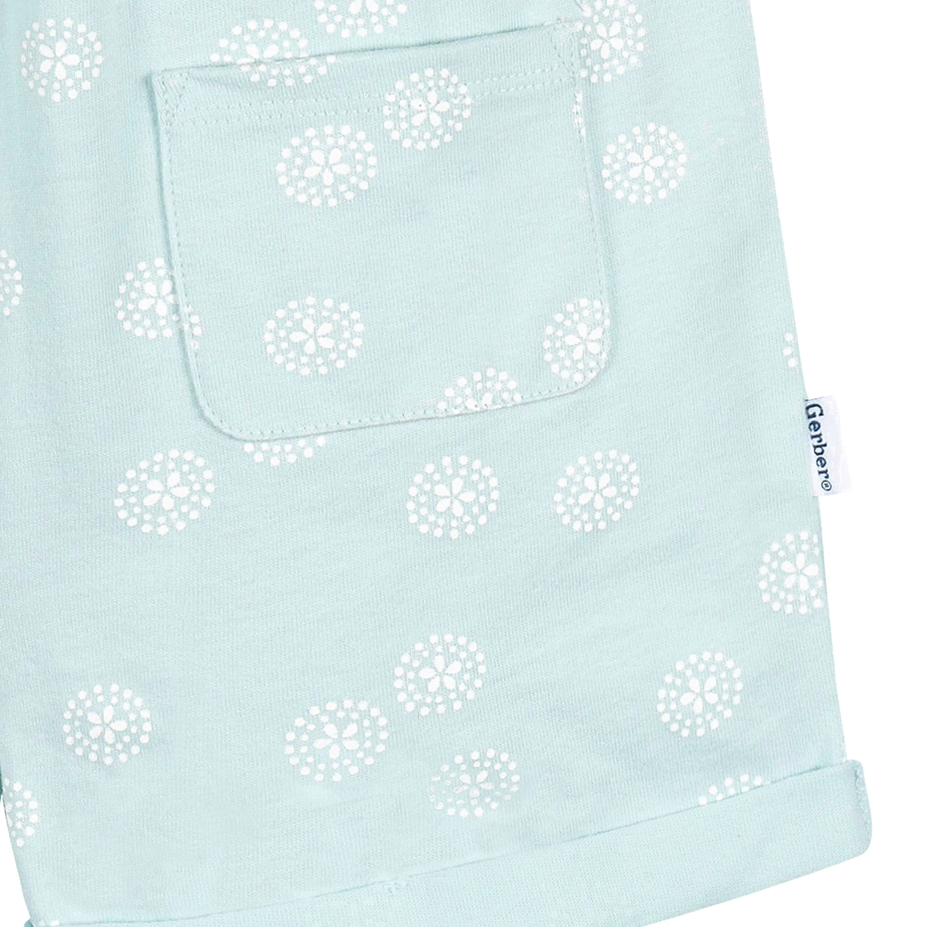 2-Pack Infant and Toddler Girls Light Grey Heather & Sand Dollars Rompers Gerber Childrenswea