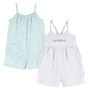 2-Pack Infant and Toddler Girls Light Grey Heather & Sand Dollars Rompers Gerber Childrenswea